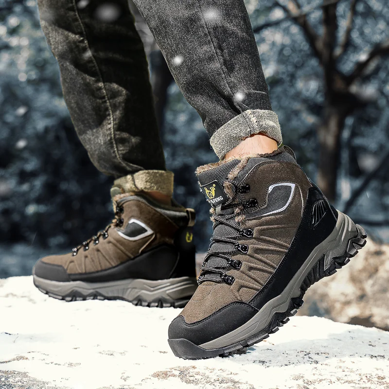 ⏰ 70% OFF Limited Time – Men's Warm Orthopedic Hiking Work Boots – Non-Slip All-Terrain Grip, Impact & Puncture Resistant, Wide Toe Arch Ankle Support, For Multiple Occasions