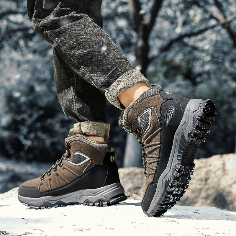 ⏰ 70% OFF Limited Time – Men's Warm Orthopedic Hiking Work Boots – Non-Slip All-Terrain Grip, Impact & Puncture Resistant, Wide Toe Arch Ankle Support, For Multiple Occasions